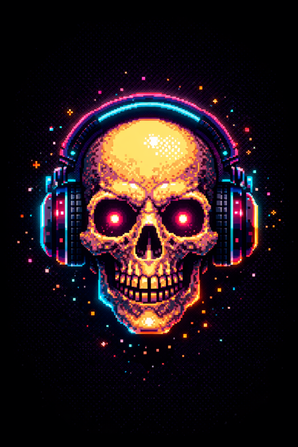 Basic - Retro Gamer Skull Pixel Art