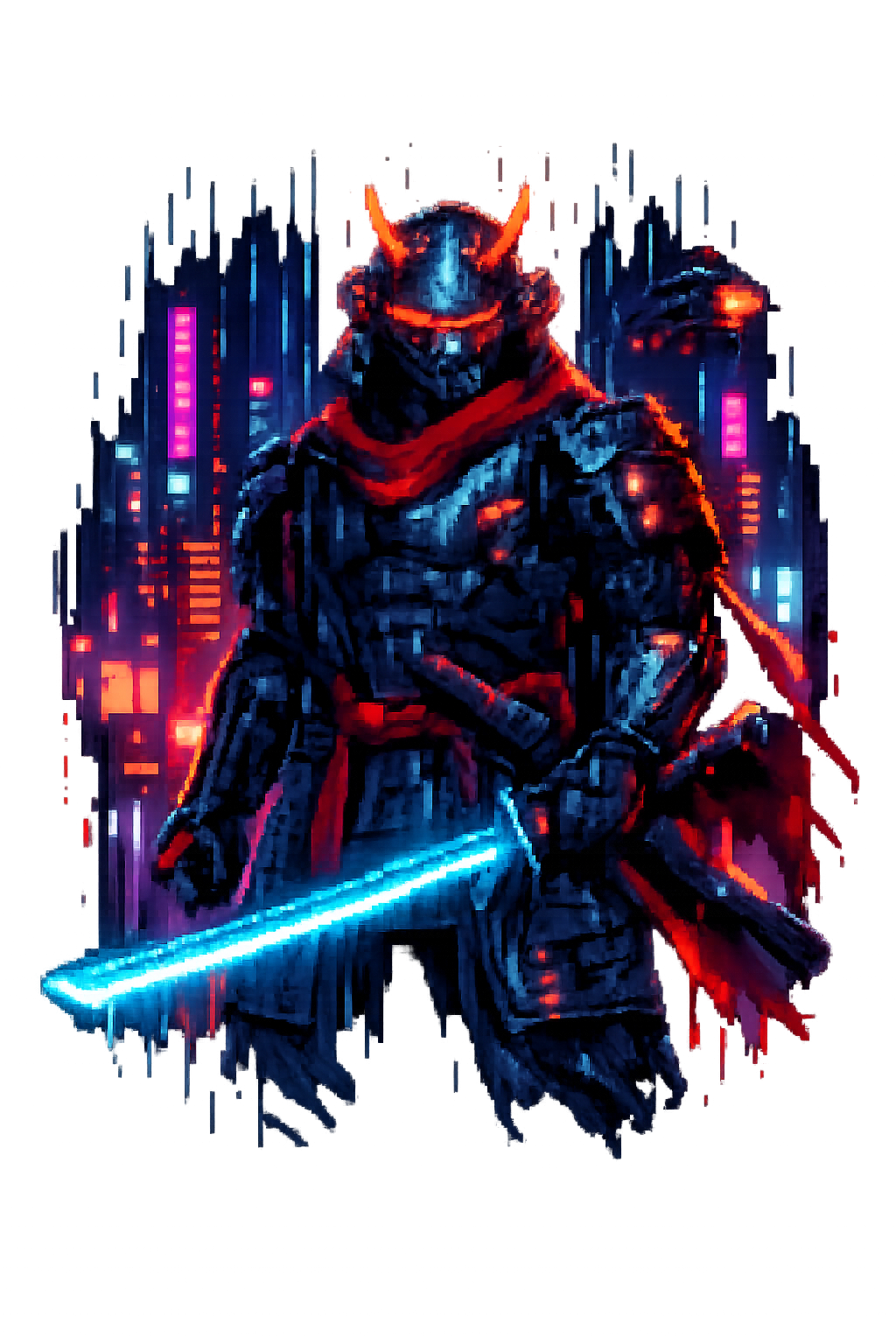 Cyberpunk Samurai Pixel Art